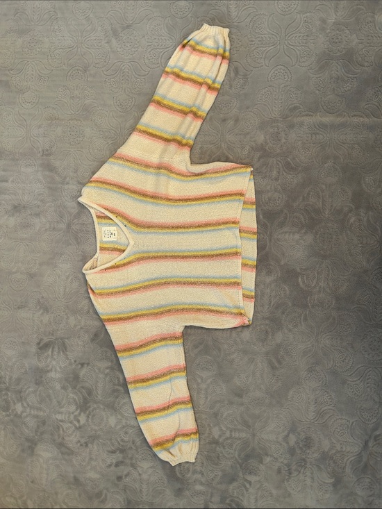 Billabong Other - Billabong Cream Knit Sweater with Pink, Yellow, Blue & Brown Stripes
